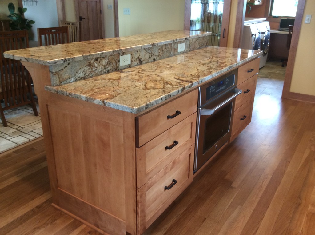 Custom Birch Cabinet Island With, Kitchen Island With Granite Top And Breakfast Bar